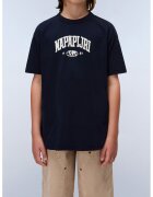 Napapijri Tricou cu imprimeu logo pe partea din fata si pe partea din spate - Alb/Albastru ultramarin