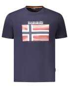 Napapijri Tricou din bumbac barbati - cu imprimeu cu logo - Regular Fit - Bleumarin