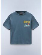 Napapijri Tricou din bumbac cu deign grafic - Albastru petrol