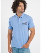 Napapijri Tricou polo cu imprimeu logo E-Coville - Visiniu/Albastru pastel/Negru