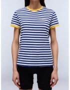 Napapijri Tricou regular-fit din bumbac cu decolteu la baza gatului - Alb/Galben/Albastru inchis