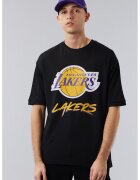New Era Tricou cu decolteu la baza gatului LA Lakers NBA Script - Negru/Galben/Ametist