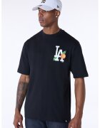 New Era Tricou cu decolteu la baza gatului si imprimeu - Alb/Negru