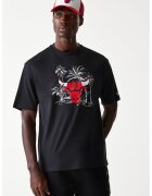 New Era Tricou cu imprimeu grafic si decolteu la baza gatului - Rosu/Negru/Alb murdar