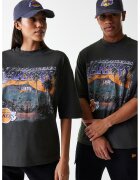 New Era Tricou lejer unisex cu imprimeu grafic - Gri