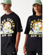 New Era Tricou unisex cu imprimeu grafic si decolteu la baza gatului - Negru/Portocaliu/Verde deschis