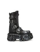 New Rock Ghete unisex - piele naturala - negru
