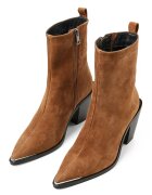 NEWD Botine din material textil cu toc masiv - Caramel