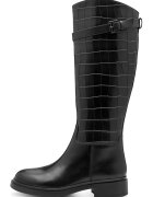 NEWD Cizme lungi din piele - Negru stins