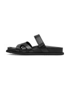 NEWD Papuci de casa din piele cu banda velcro - Negru