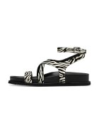 NEWD Sandale de piele cu catarame - Alb fildes/Negru