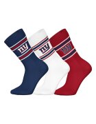 NFL Set de 3 perechi de sosete lungi cu model unisex - Rosu inchis/Alb optic/Bleumarin