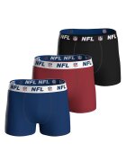 NFL Set de boxeri din amestec de bumbac cu banda elastica cu logo in talie - 3 perechi - Rosu/Negru/Albastru inchis