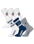 NFL Set de sosete lungi unisex - 6 perechi - Alb/Gri/Albastru inchis