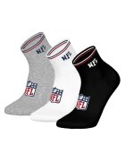 NFL Set de sosete scurte unisex - 3 perechi - Alb/Negru/Gri