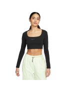 Nike Bluza pentru Femei - w nsw ls crop top sw - FJ5228-010 - Negru - Negru