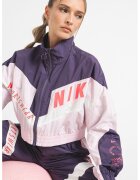 Nike Jacheta crop supradimensionata - Alb/Roz pastel/Ametist