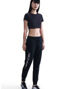 Nike Pantaloni de trening cu imprimeu text si talie medie - Alb/Bleumarin