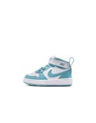 Nike Pantofi sport Court Borough Mid 2 din piele si material textil cu logo - Alb/Turcoaz