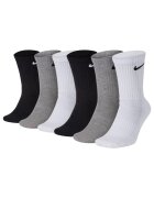 Nike Set de sosete lungi unisex cu model monograma - 6 perechi - Alb/Negru/Gri