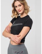 Nike Tricou crop cu imprimeu logo - Negru