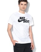 Nike Tricou de bumbac cu imprimeu logo si text Swoosh - Alb