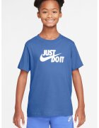 Nike Tricou din bumbac cu decolteu la baza gatului - Alb/Albastru petrol