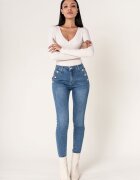 Nina Carter Blugi dama albastri slim cu nasturi P217-5 M9 18440 - Albastru