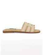 NINE WEST Papuci cu franjuri Germany - Alb fildes/Caramel
