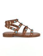 NINE WEST Sandale din piele ecologica cu aplicatii Mindela - Albastru pastel/Maro deschis