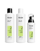Nioxin Set profesional impotriva ruperii System 2 pentru par natural afectat de subtiere avansata: Sampon + Balsam + Tratament - 340 ml