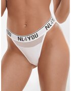 NL4YOU Chiloti tanga cu banda logo in talie - Alb/Negru