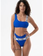 NL4YOU Costum de baie din doua piese cu imprimeu logo - Albastru royal