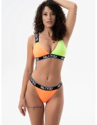 NL4YOU Costum de baie din doua piese cu logo - Portocaliu persan/Verde lime