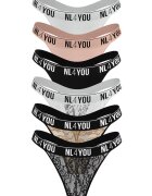 NL4YOU Set de chiloti tanga cu banda logo in talie - 6 perechi - Multicolor