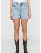 Noisy May Pantaloni scurti din denim cu detalii cu aspect deteriorat - Albastru deschis