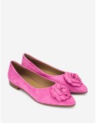 NUR Balerini dama din piele intoarsa roz cu floare