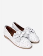 NUR Pantofi dama din piele alba cu ornament
