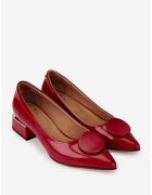 NUR Pantofi dama din piele lacuita rosie cu ornament