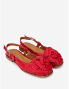 NUR Sandale dama rosii din piele naturala cu ornament