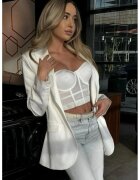 Nympha Clothing Top crop cu decolteu in forma de inima - Alb