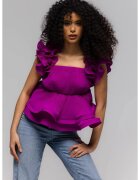 Nympha Clothing Top cu volane si decolteu patrat Belle - Mov -