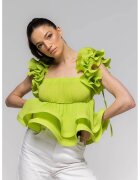 Nympha Clothing Top cu volane si decolteu patrat Belle - Verde -