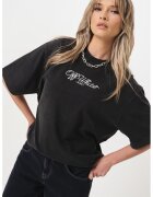 OFF-WHITE Tricou cu imprimeu logo si decolteu la baza gatului - Alb/Maro inchis