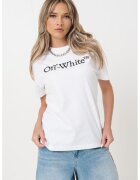 OFF-WHITE Tricou cu imprimeu text si decolteu la baza gatului - Alb/Negru stins