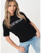 OFF-WHITE Tricou cu imprimeu text si decolteu la baza gatului - Negru/Alb murdar