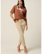 Oltre Blugi crop cu talie medie - Bej