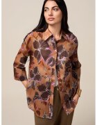 Oltre Camasa cu model floral si maneci 3/4 - Maro/Lila