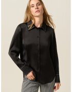 Oltre Camasa din satin cu mansete cu nasturi - Negru