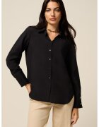 Oltre Camasa vaporoasa cu model uni - Negru
